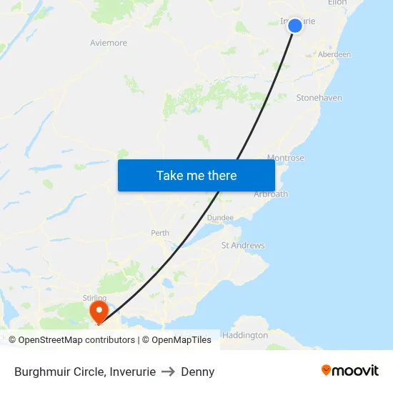 Burghmuir Circle, Inverurie to Denny map