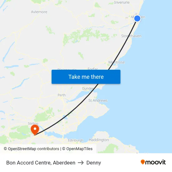 Bon Accord Centre, Aberdeen to Denny map
