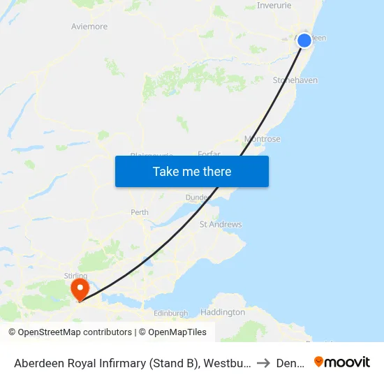 Aberdeen Royal Infirmary (Stand B), Westburn to Denny map