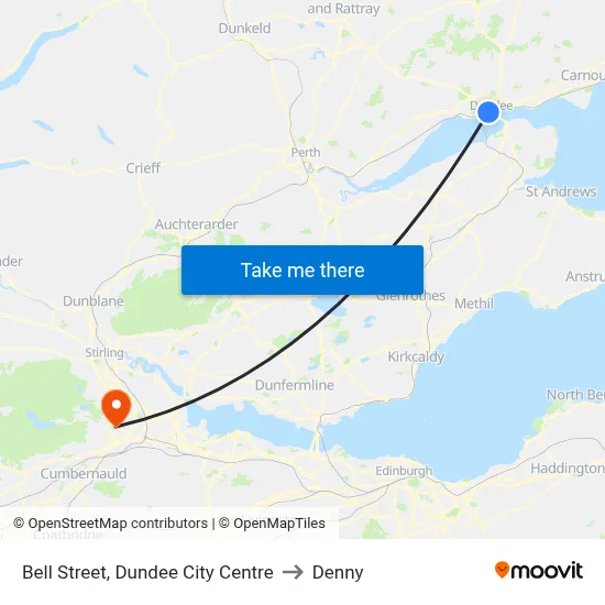 Bell Street, Dundee City Centre to Denny map