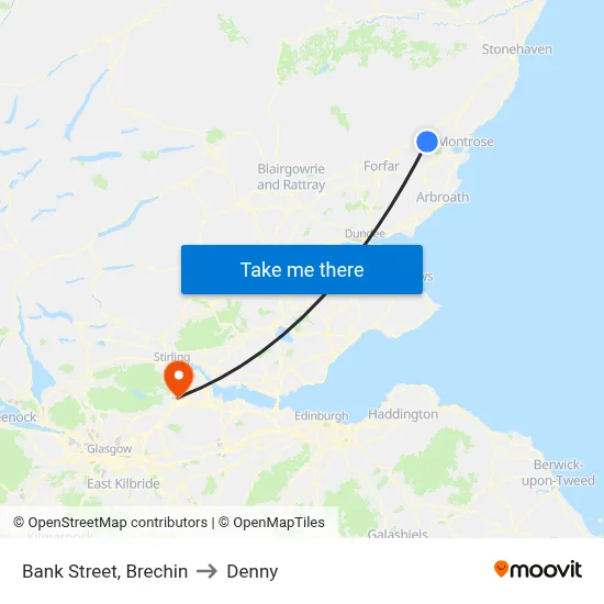Bank Street, Brechin to Denny map