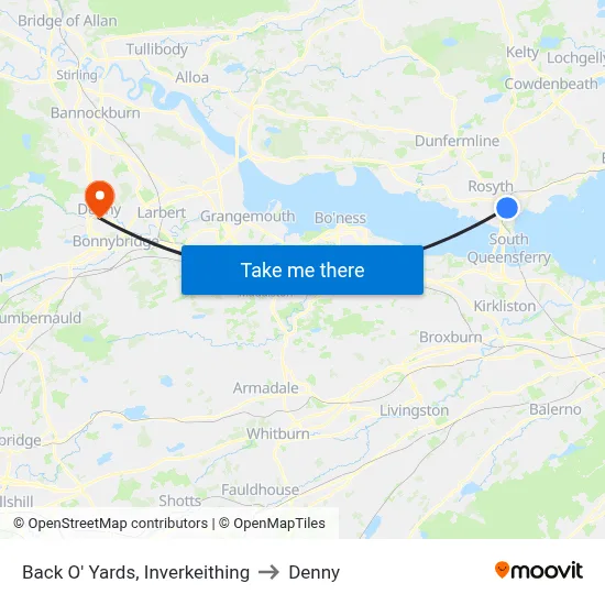 Back O' Yards, Inverkeithing to Denny map