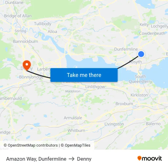 Amazon Way, Dunfermline to Denny map