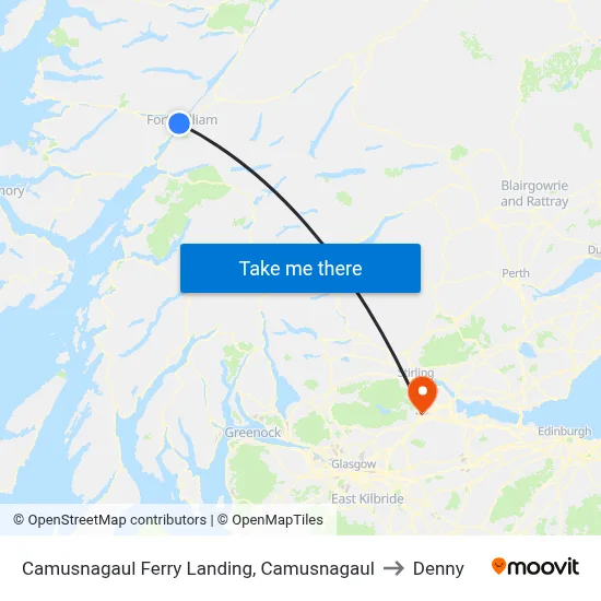 Camusnagaul Ferry Landing, Camusnagaul to Denny map