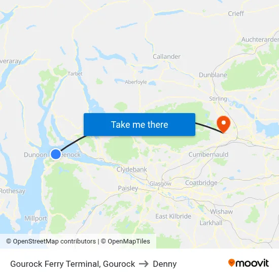 Gourock Ferry Terminal, Gourock to Denny map