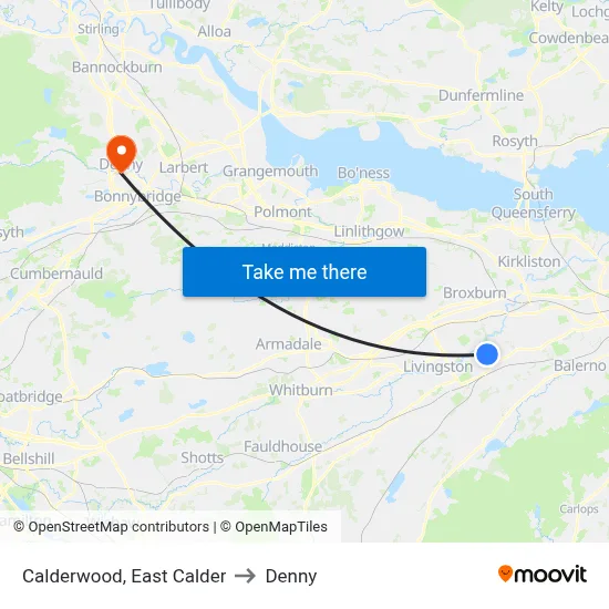 Calderwood, East Calder to Denny map