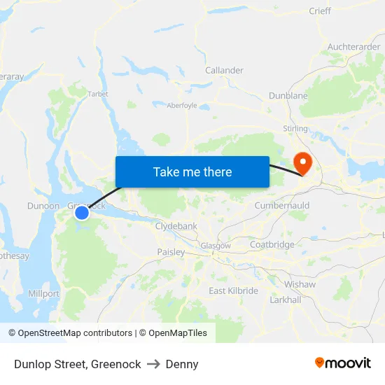 Dunlop Street, Greenock to Denny map