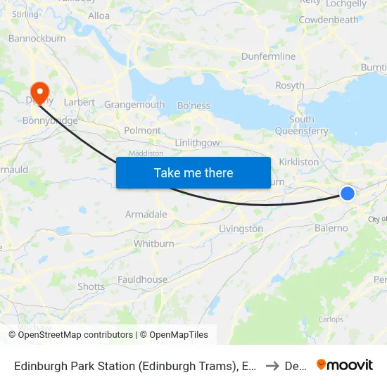 Edinburgh Park Station (Edinburgh Trams), Edinburgh Park to Denny map