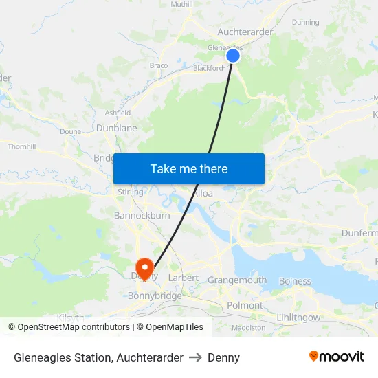 Gleneagles Station, Auchterarder to Denny map