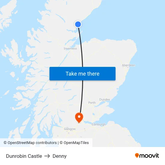 Dunrobin Castle to Denny map
