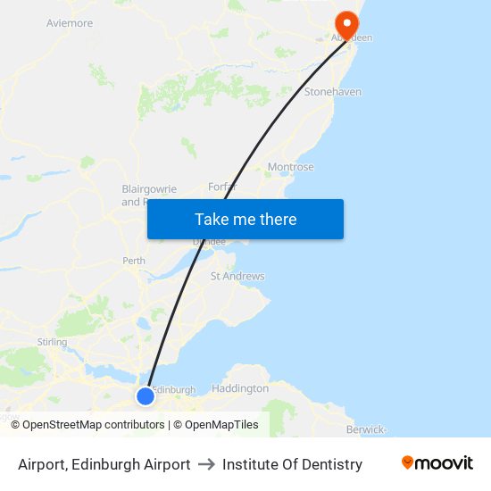 Airport, Edinburgh Airport to Institute Of Dentistry map