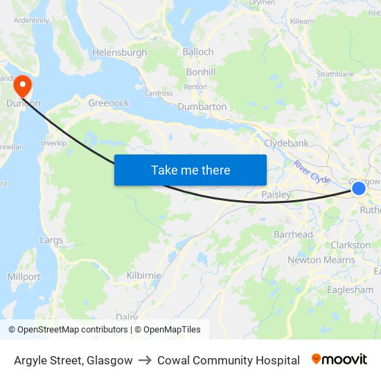 Argyle Street, Glasgow to Cowal Community Hospital map