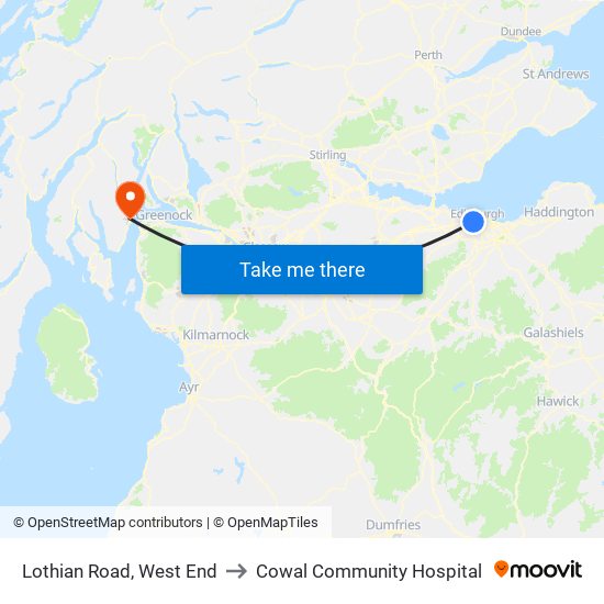 Lothian Road, West End to Cowal Community Hospital map