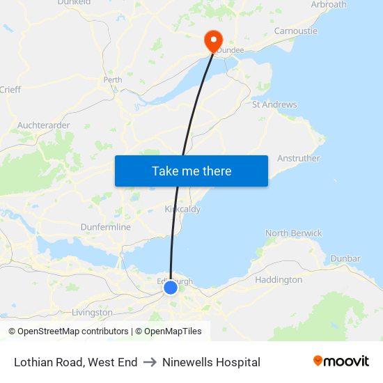 Lothian Road, West End to Ninewells Hospital map