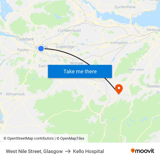 West Nile Street, Glasgow to Kello Hospital map