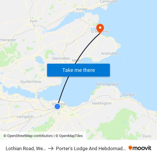 Lothian Road, West End to Porter's Lodge And Hebdomadar's Room map