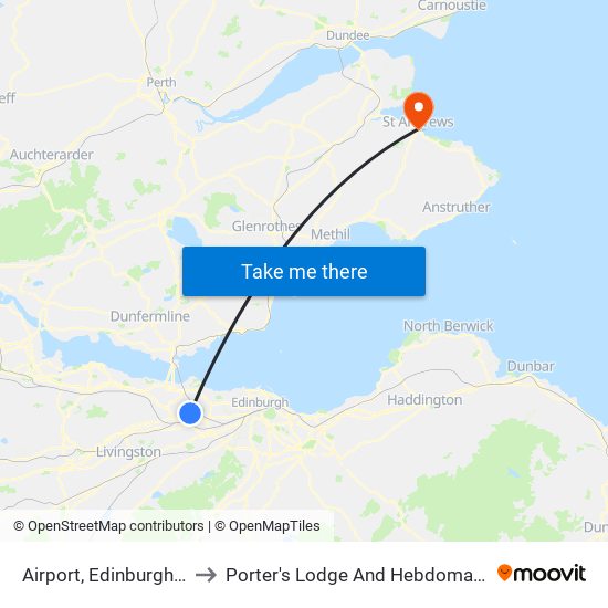 Airport, Edinburgh Airport to Porter's Lodge And Hebdomadar's Room map