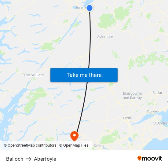 Balloch to Aberfoyle map