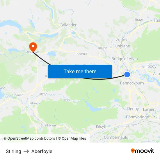 Stirling to Aberfoyle map
