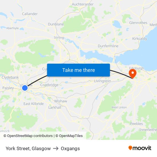 York Street, Glasgow to Oxgangs map