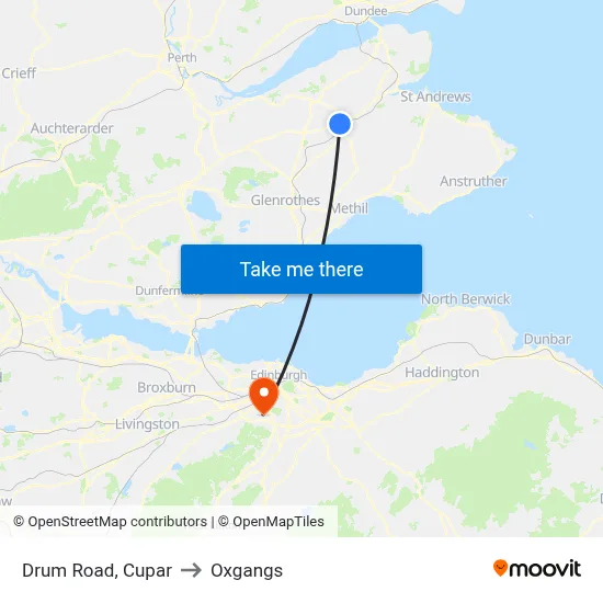 Drum Road, Cupar to Oxgangs map