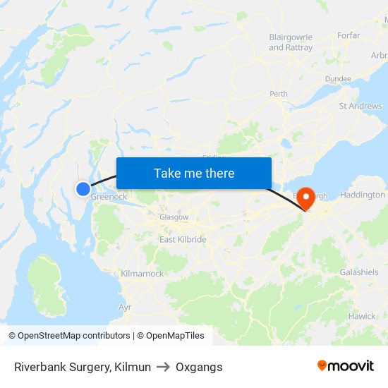 Riverbank Surgery, Kilmun to Oxgangs map