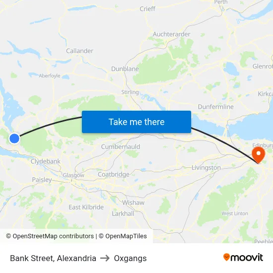 Bank Street, Alexandria to Oxgangs map