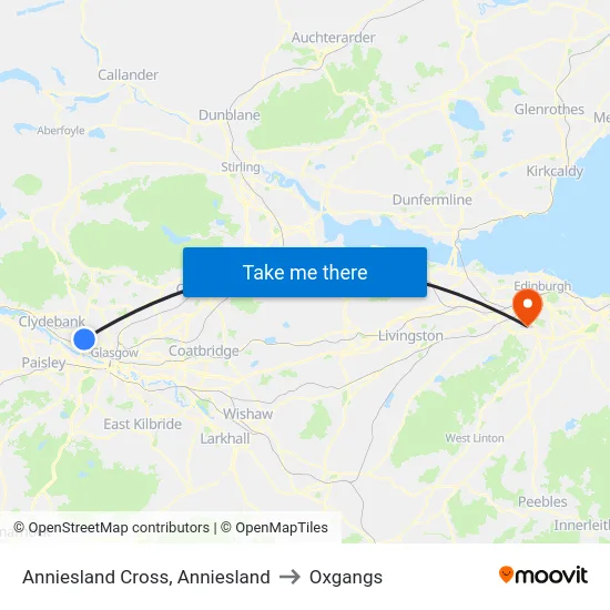 Anniesland Cross, Anniesland to Oxgangs map