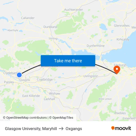 Glasgow University, Maryhill to Oxgangs map