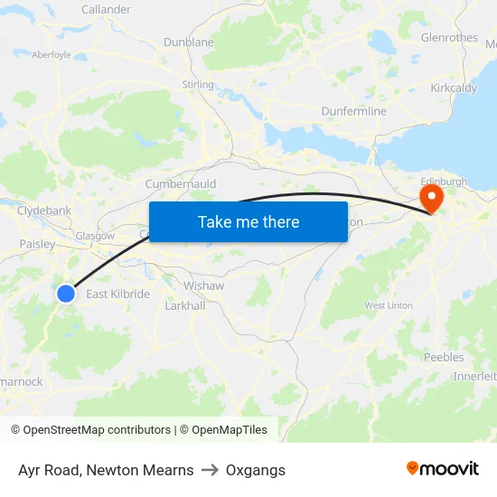 Ayr Road, Newton Mearns to Oxgangs map