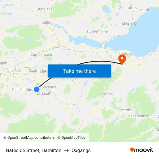 Gateside Street, Hamilton to Oxgangs map