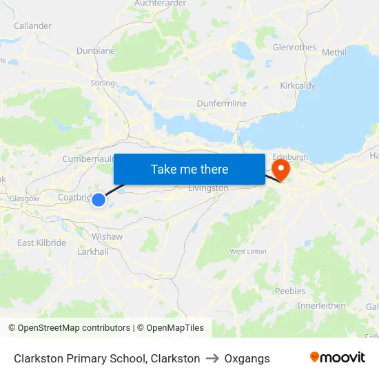 Clarkston Primary School, Clarkston to Oxgangs map