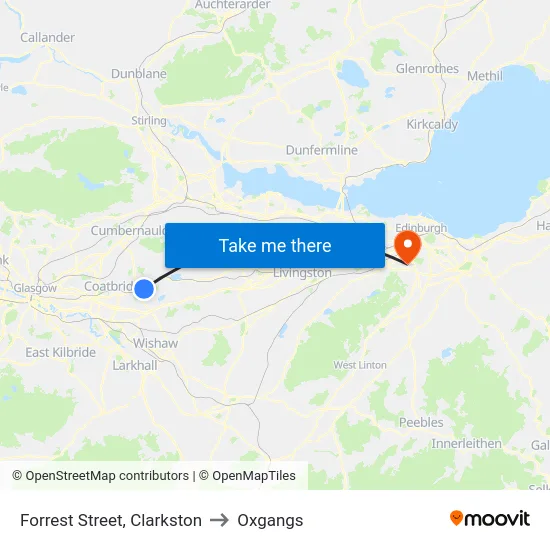 Forrest Street, Clarkston to Oxgangs map