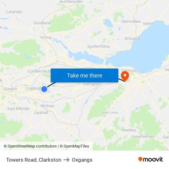 Towers Road, Clarkston to Oxgangs map