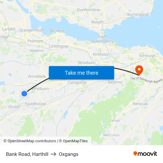 Bank Road, Harthill to Oxgangs map