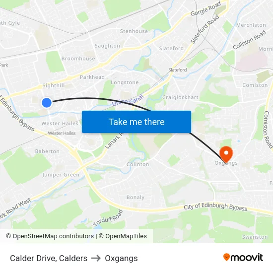 Calder Drive, Calders to Oxgangs map
