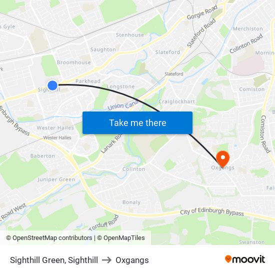 Sighthill Green, Sighthill to Oxgangs map