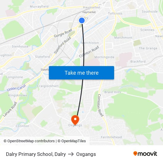 Dalry Primary School, Dalry to Oxgangs map