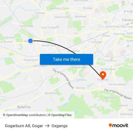 Gogarburn A8, Gogar to Oxgangs map