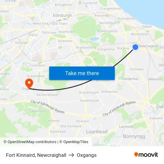 Fort Kinnaird, Newcraighall to Oxgangs map
