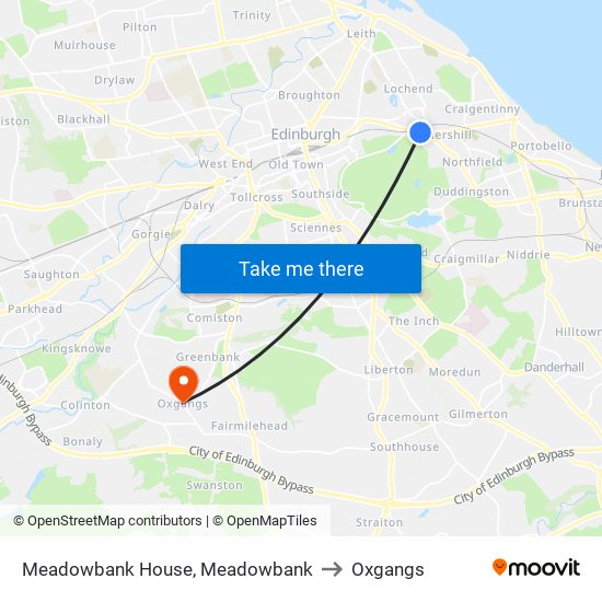 Meadowbank House, Meadowbank to Oxgangs map