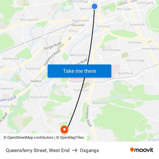 Queensferry Street, West End to Oxgangs map