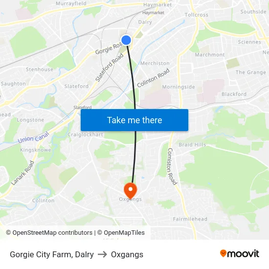 Gorgie City Farm, Dalry to Oxgangs map