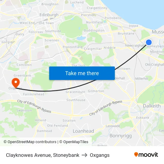 Clayknowes Avenue, Stoneybank to Oxgangs map