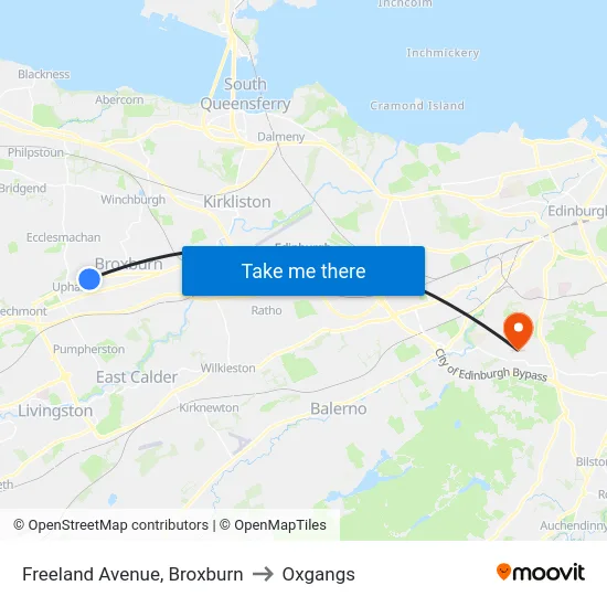 Freeland Avenue, Broxburn to Oxgangs map