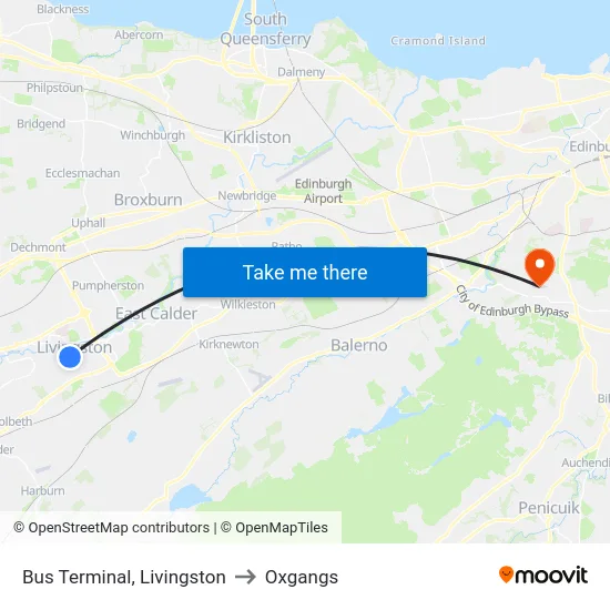 Bus Terminal, Livingston to Oxgangs map