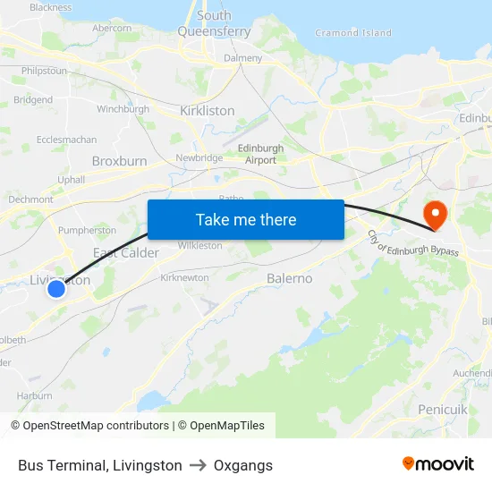 Bus Terminal, Livingston to Oxgangs map