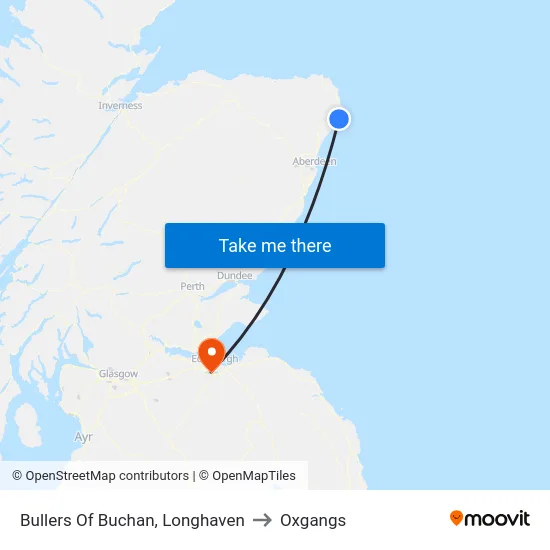 Bullers Of Buchan, Longhaven to Oxgangs map