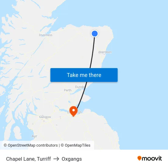 Chapel Lane, Turriff to Oxgangs map