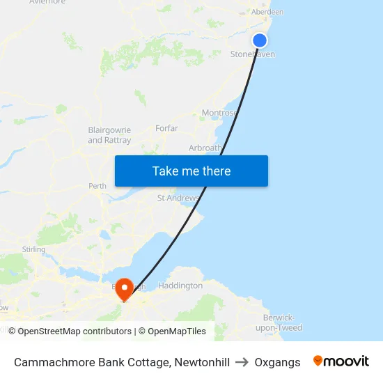 Cammachmore Bank Cottage, Newtonhill to Oxgangs map